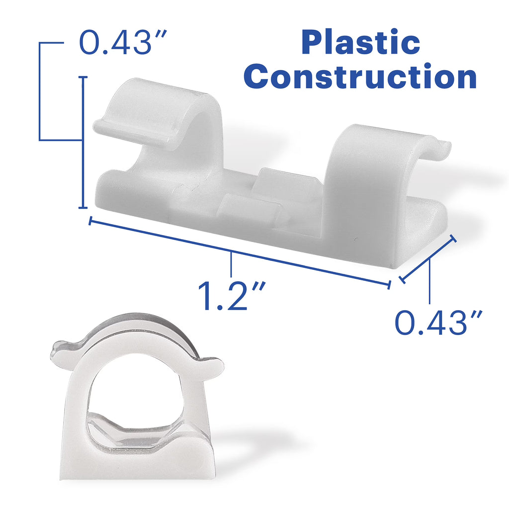onn Peel and Stick Adhesive Cable Management Clips, 24 Count