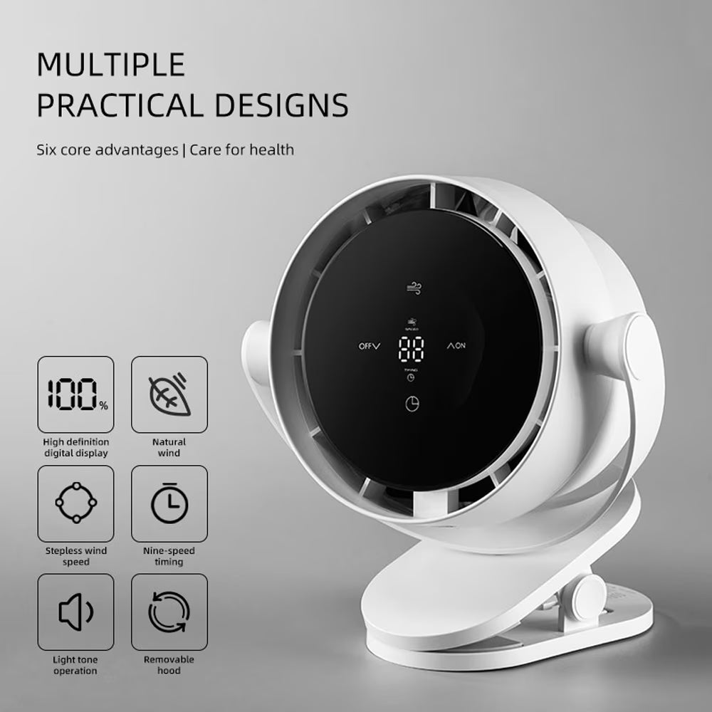 Rechargeable Desk Fan, 1–100 Speeds LED Digital Display Table Fan, Battery Powered Air Circulation Cooling for Office Bedroom Kitchen Travel