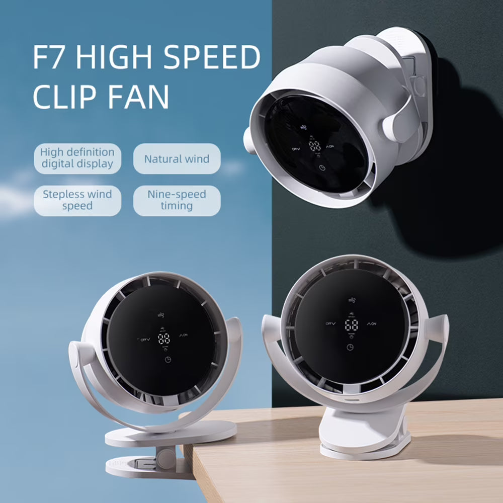 Rechargeable Desk Fan, 1–100 Speeds LED Digital Display Table Fan, Battery Powered Air Circulation Cooling for Office Bedroom Kitchen Travel