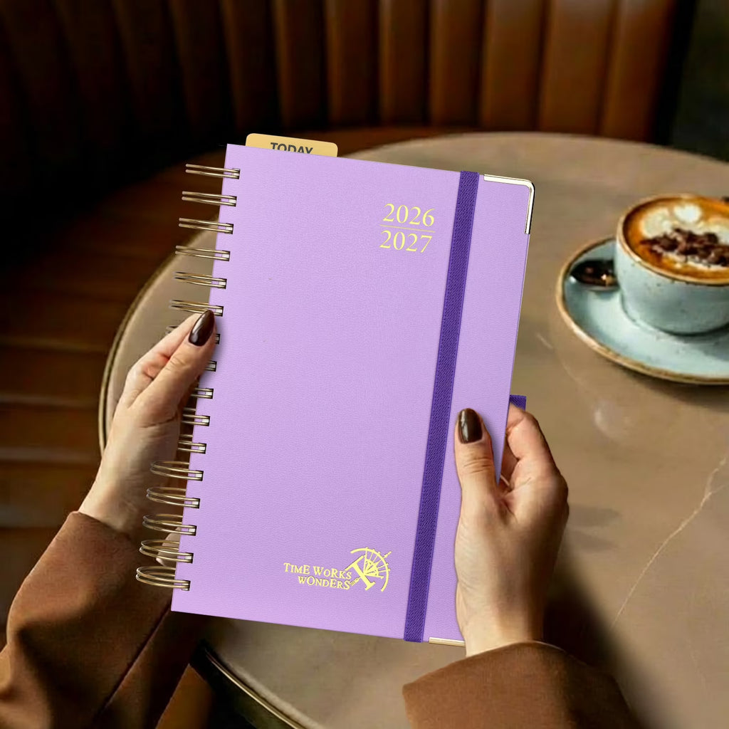 POPRUN 2026-2027 Daily Planner, 5.75" x 8.5", (Jul.26–Jun.27) Academic Calendar Book with One Page Per Day Planner, Spiral Hard Cover, Midnight Green