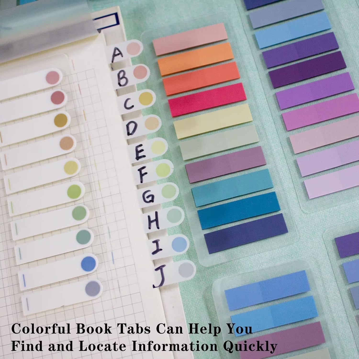 Meilimei- 3600pcs Sticky Tabs, 180 Color Book Tabs, Transparent Sticky Note Tabs, Writable and Repositionable Book Flags Strip Index Tabs, Colorful Page Markers Annotation Tabs Post Tabs