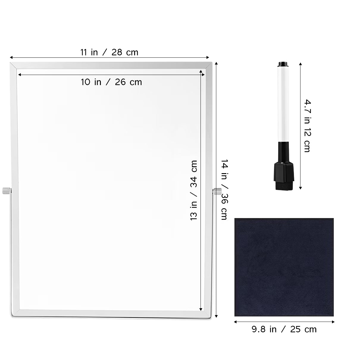 Magnetic Dry Erase Board Double Sided White Board Desktop Tabletop Planner Reminder with Stand for School Home Office