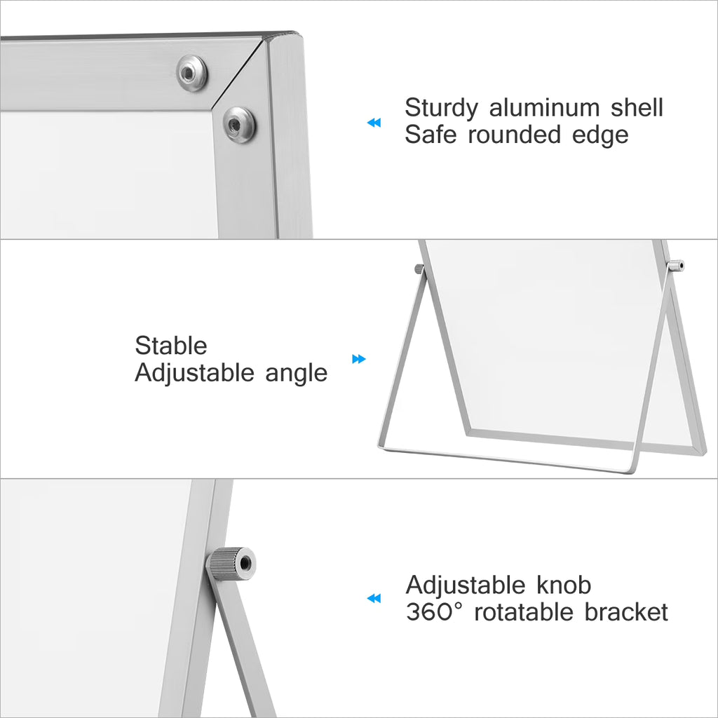Magnetic Dry Erase Board Double Sided White Board Desktop Tabletop Planner Reminder with Stand for School Home Office