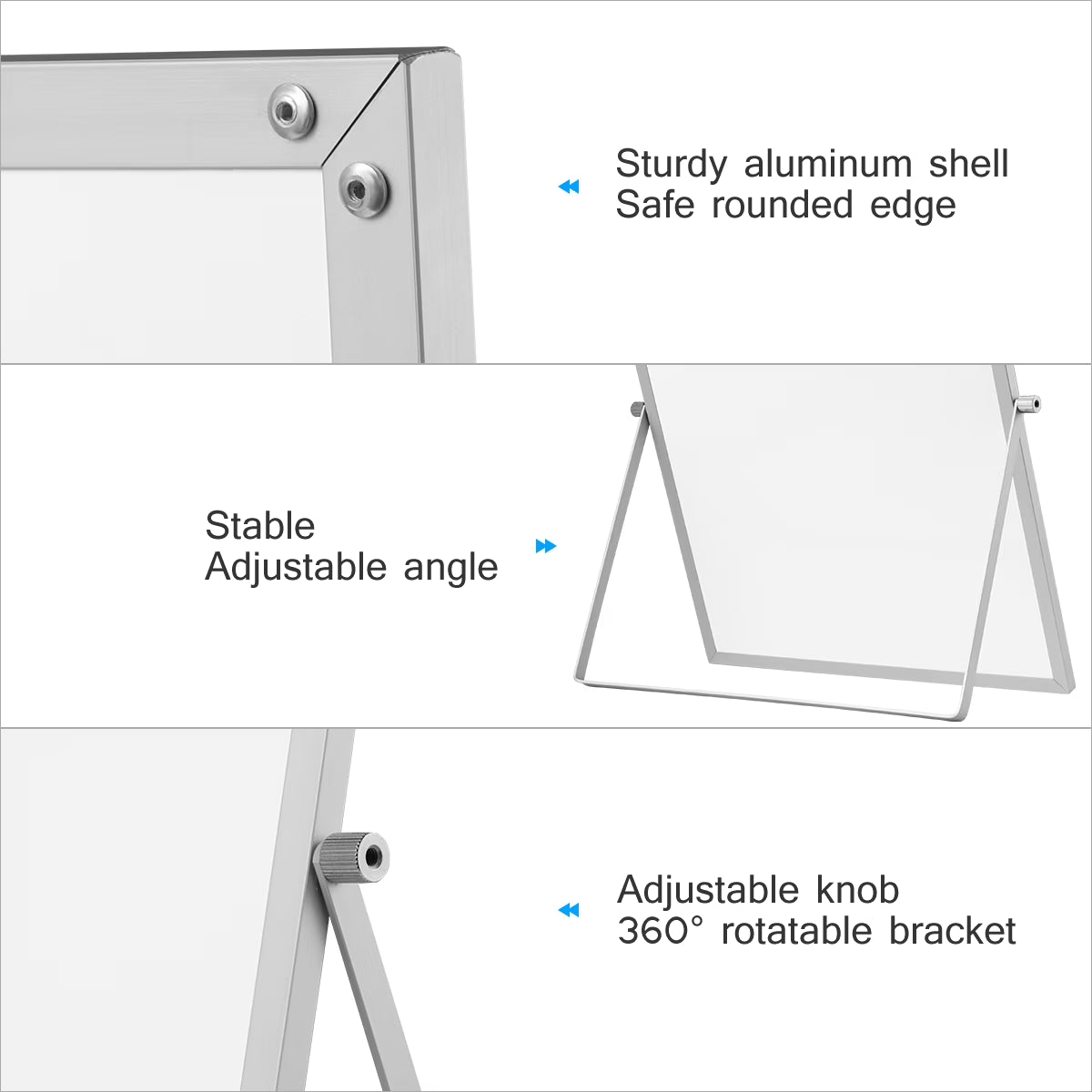 Magnetic Dry Erase Board Double Sided White Board Desktop Tabletop Planner Reminder with Stand for School Home Office