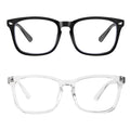 Rirool 2 Pack Blue Light Blocking Glasses, Computer Reading/Gaming/TV/Phones Glasses for Women Men, Anti Eyestrain & UV Glare Protection, Black + Clear