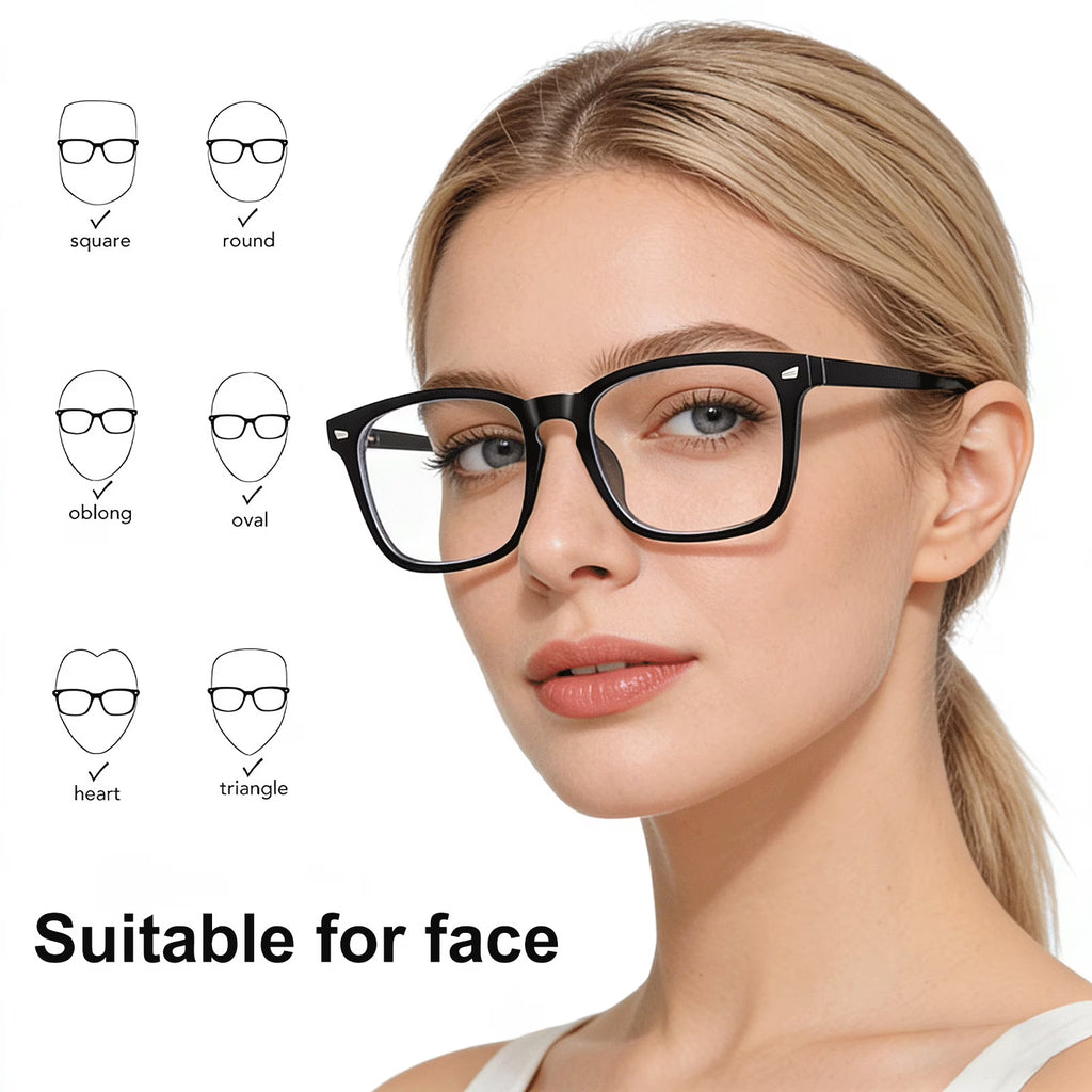 Rirool 2 Pack Blue Light Blocking Glasses, Computer Reading/Gaming/TV/Phones Glasses for Women Men, Anti Eyestrain & UV Glare Protection, Black + Clear