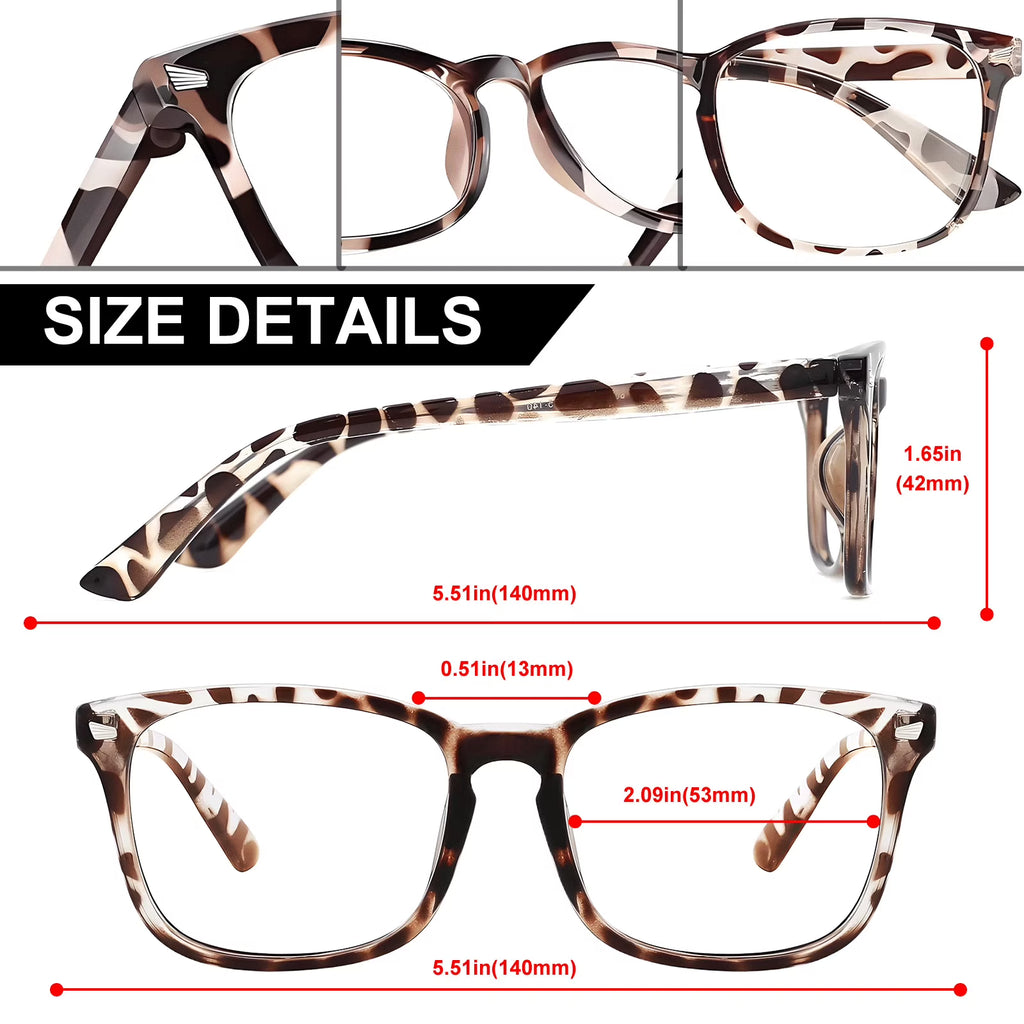 Rirool 2 Pack Blue Light Blocking Glasses, Computer Reading/Gaming/TV/Phones Glasses for Women Men, Anti Eyestrain & UV Glare Protection, Black + Clear
